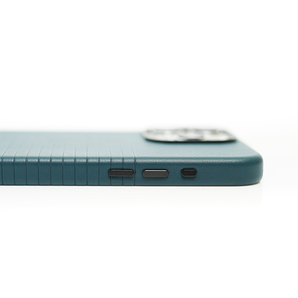 Monocozzi LUCID Refined | Magsafe Compatible SnapOn Biodegradable Leather Protective Case for iPhone 15 Pro - Midnight Blue