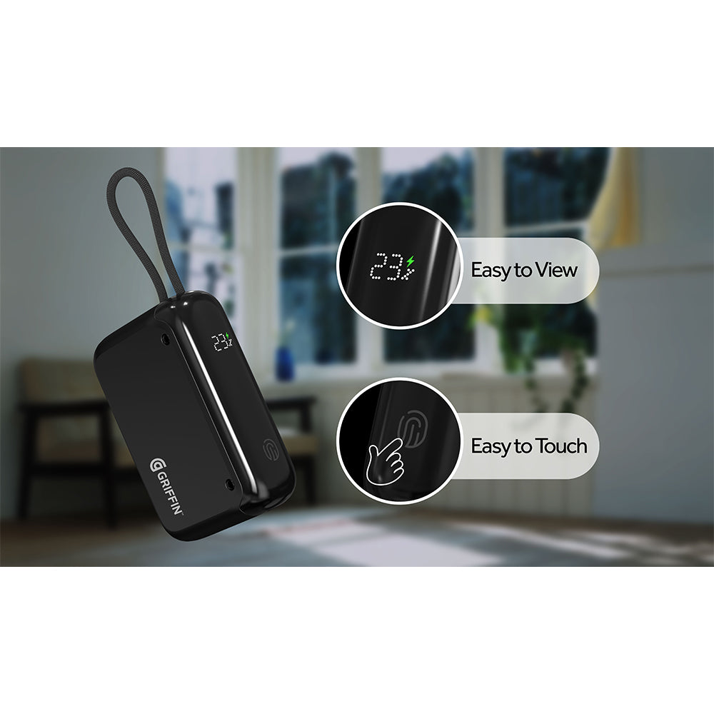 Griffin PowerBrick 10000mAh PD 30W with Built-in Cable - Black