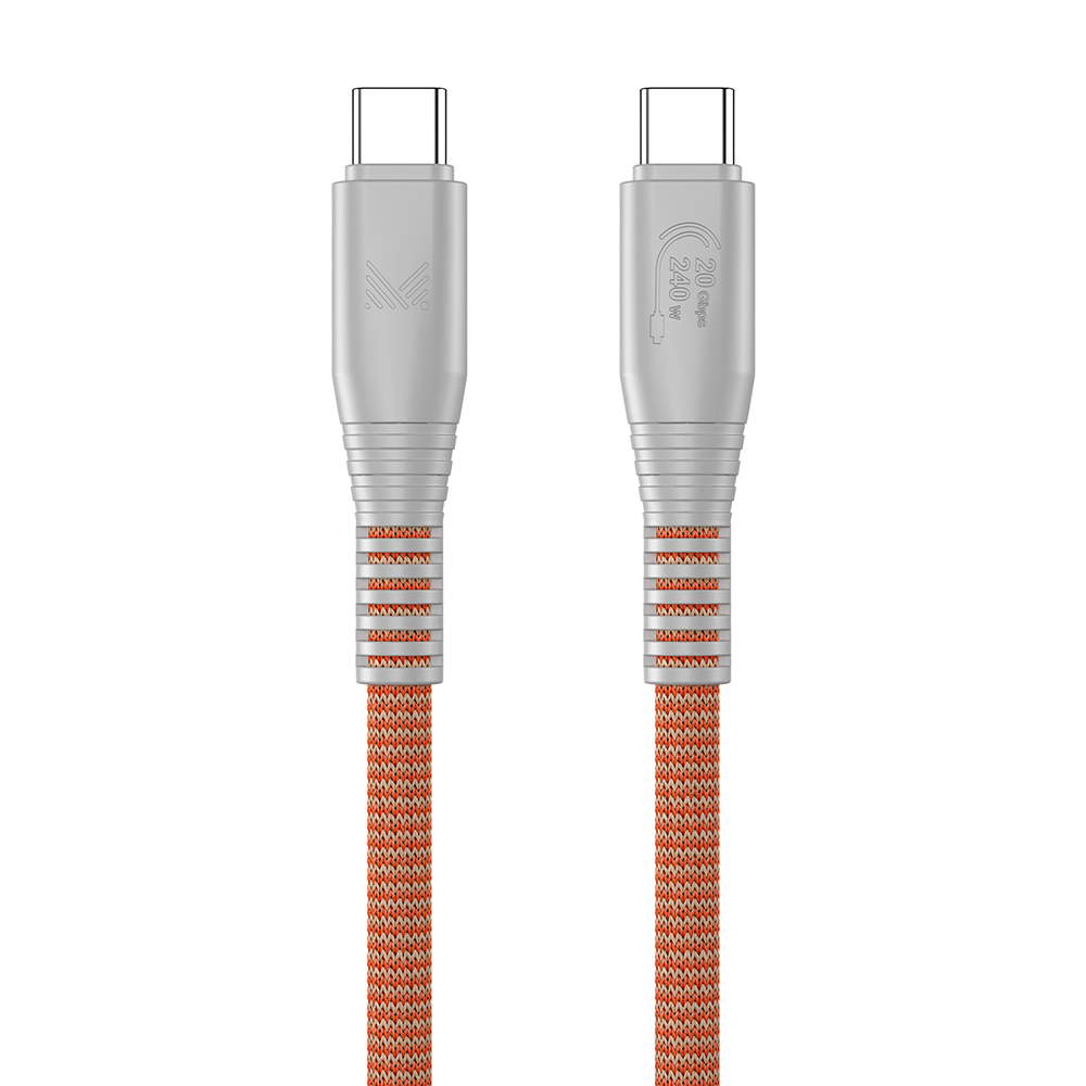 Monocozzi ESSENTIALS | USB-C To USB-C 240W 20Gbps Braided Sync & Charge Cable 1.2M - Terracotta