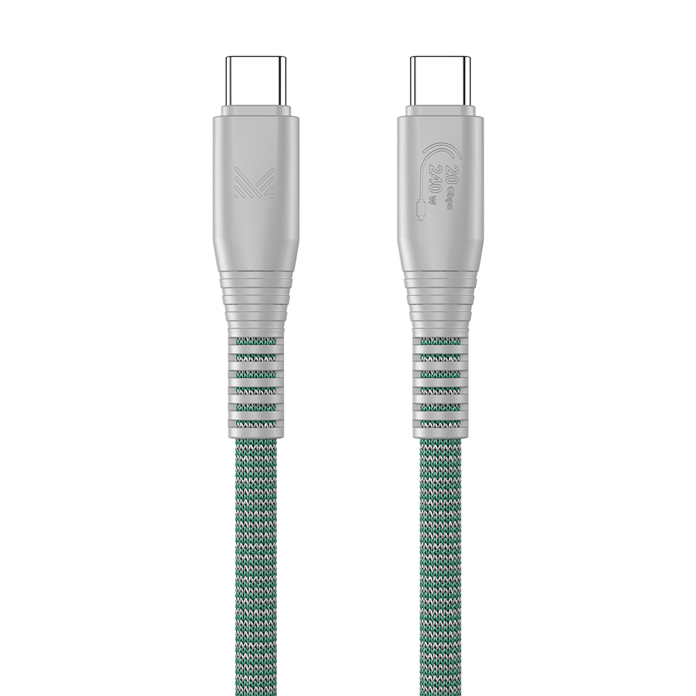 Monocozzi ESSENTIALS | USB-C To USB-C 240W 20Gbps Braided Sync & Charge Cable 1.2M - Olive