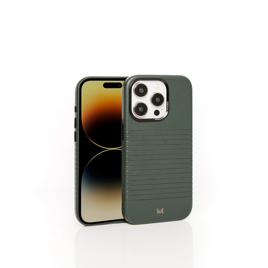 Monocozzi LUCID Refined | Magsafe Compatible SnapOn Biodegradable Leather Protective Case for iPhone 15 Pro - Olive Night