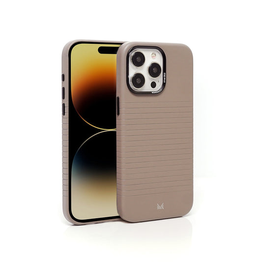 Monocozzi LUCID Refined | Magsafe Compatible SnapOn Biodegradable Leather Protective Case for iPhone 15 Pro Max - Elephant Grey