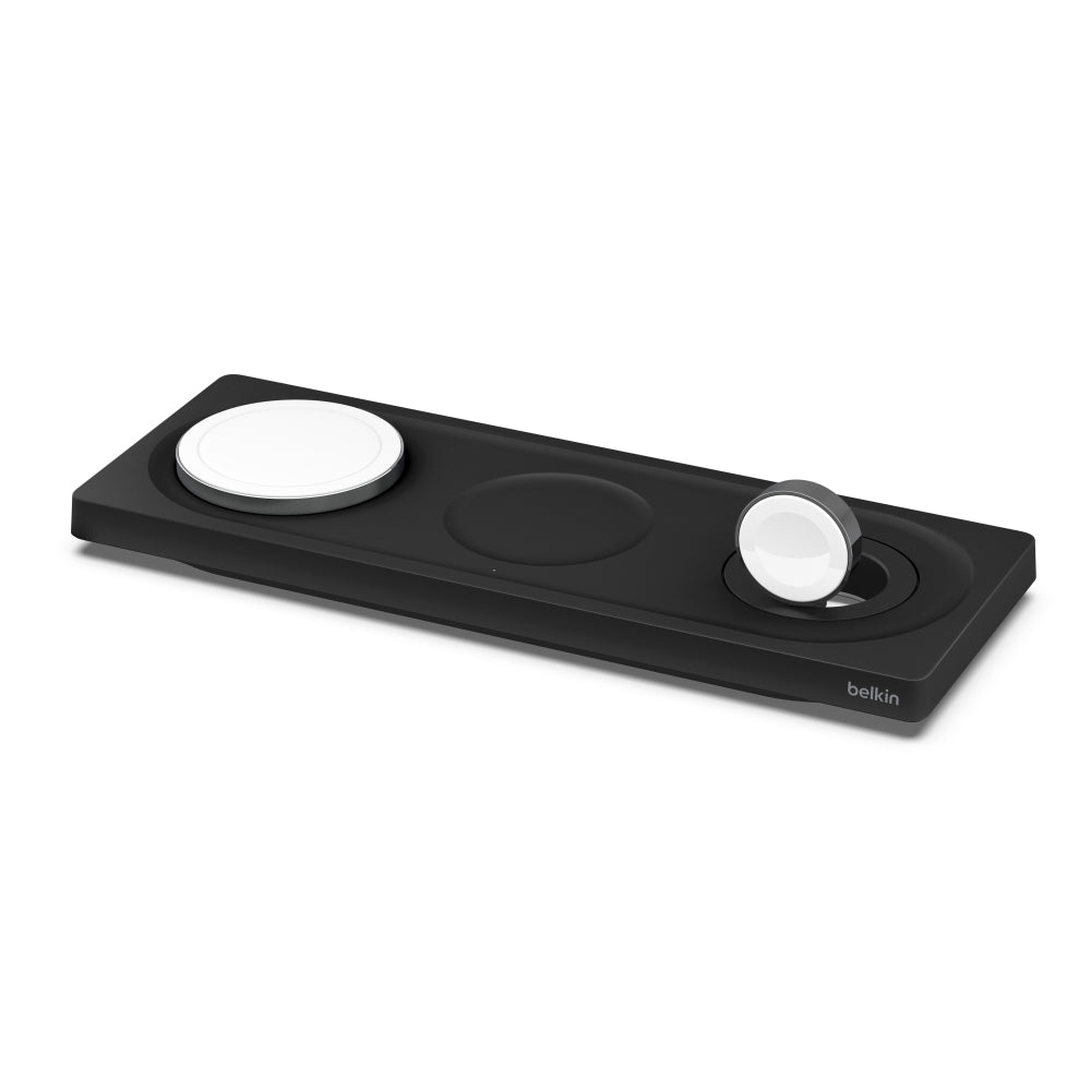 Belkin BoostCharge PRO MagSafe 3-in-1 Wireless Charging Pad with 3-Pin UK Power Supply Unit (Black)