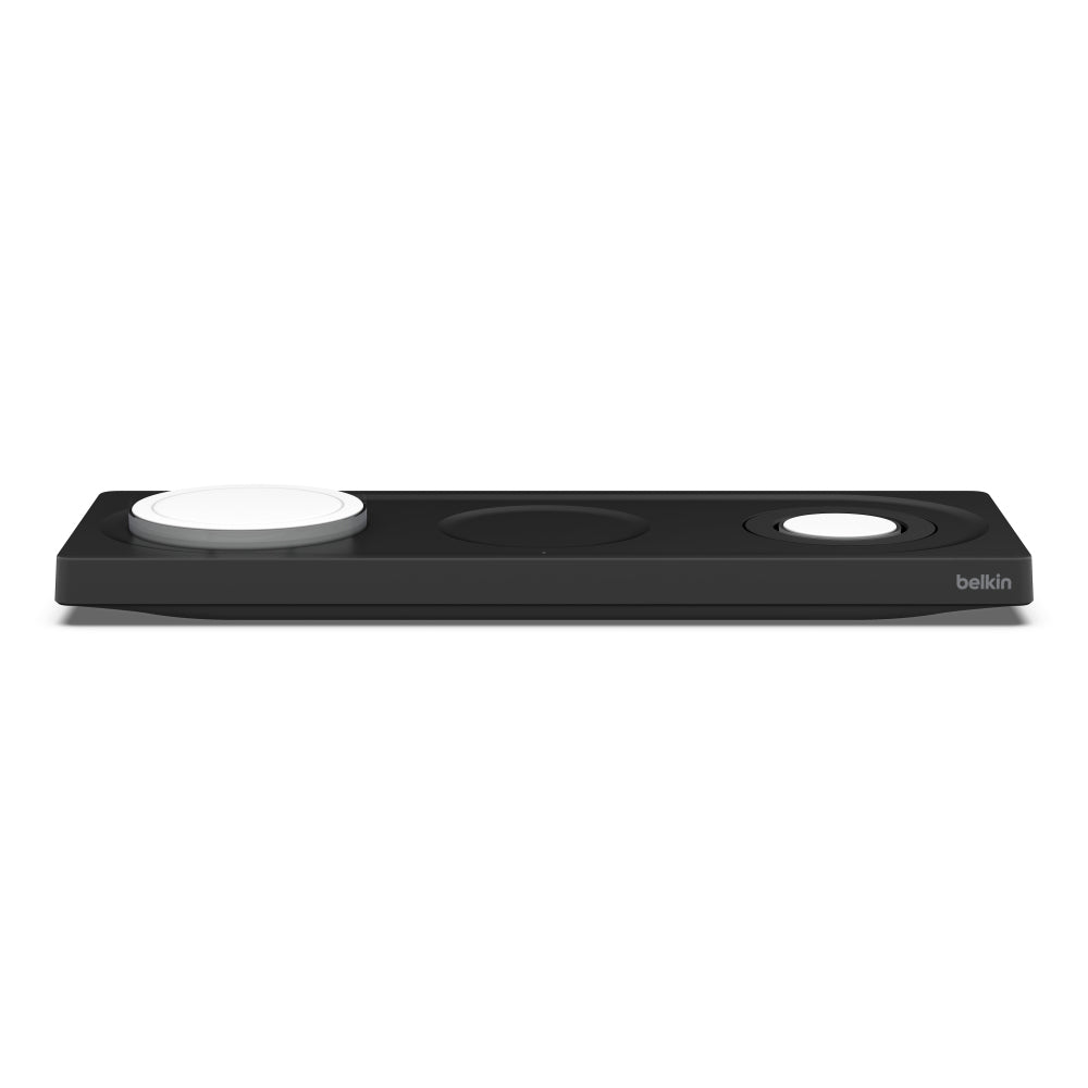 Belkin BoostCharge PRO MagSafe 3-in-1 Wireless Charging Pad with 3-Pin UK Power Supply Unit (Black)
