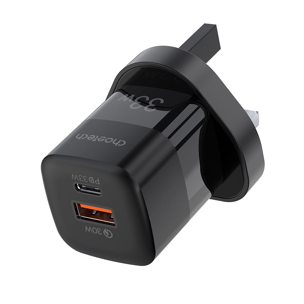 Choetech PD33W GaN USB A+C wall charger with C to C cable (black)