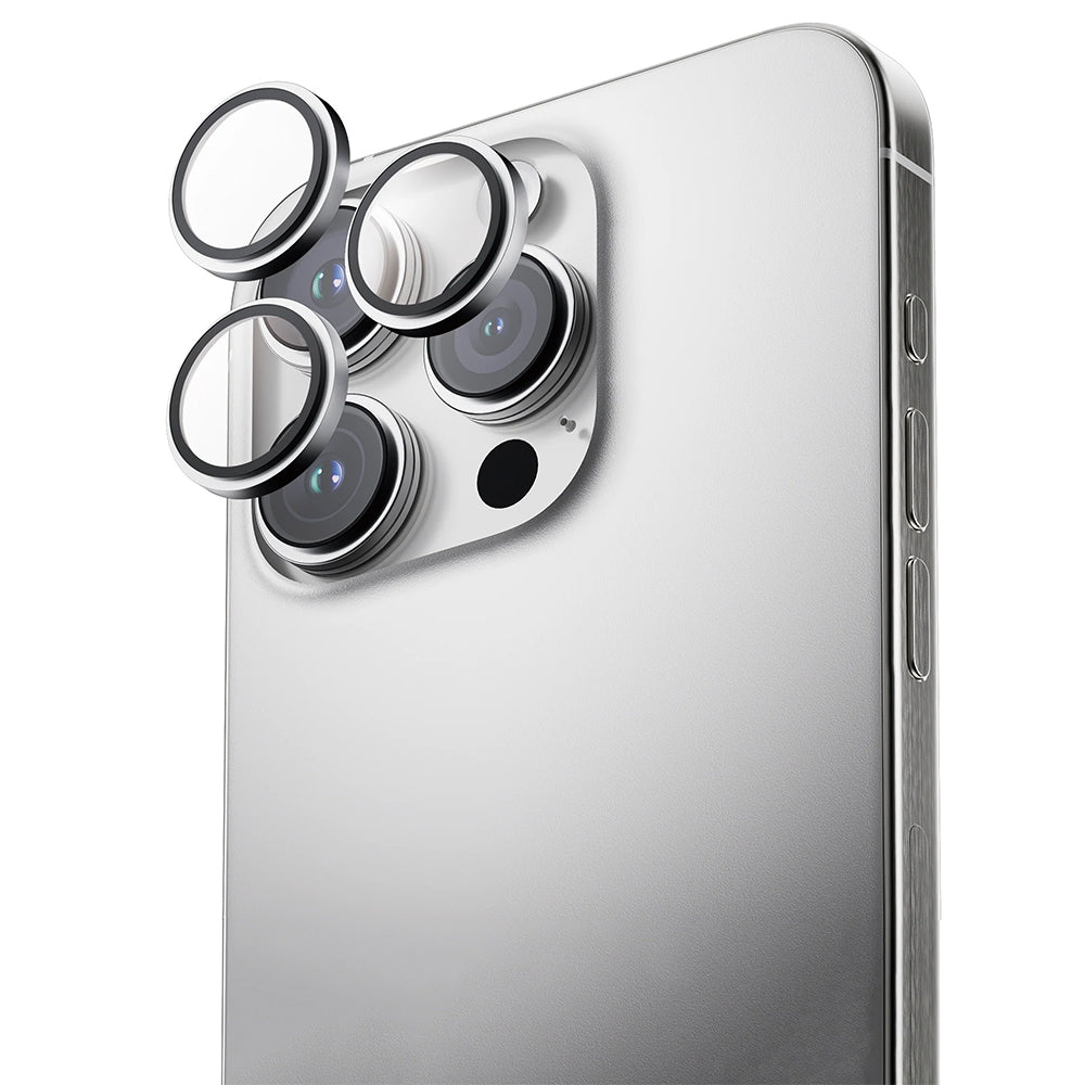 ANANK AR Circle Lens Guard with Anti-reflective Coating for iPhone 16 Pro/Pro Max - Silver