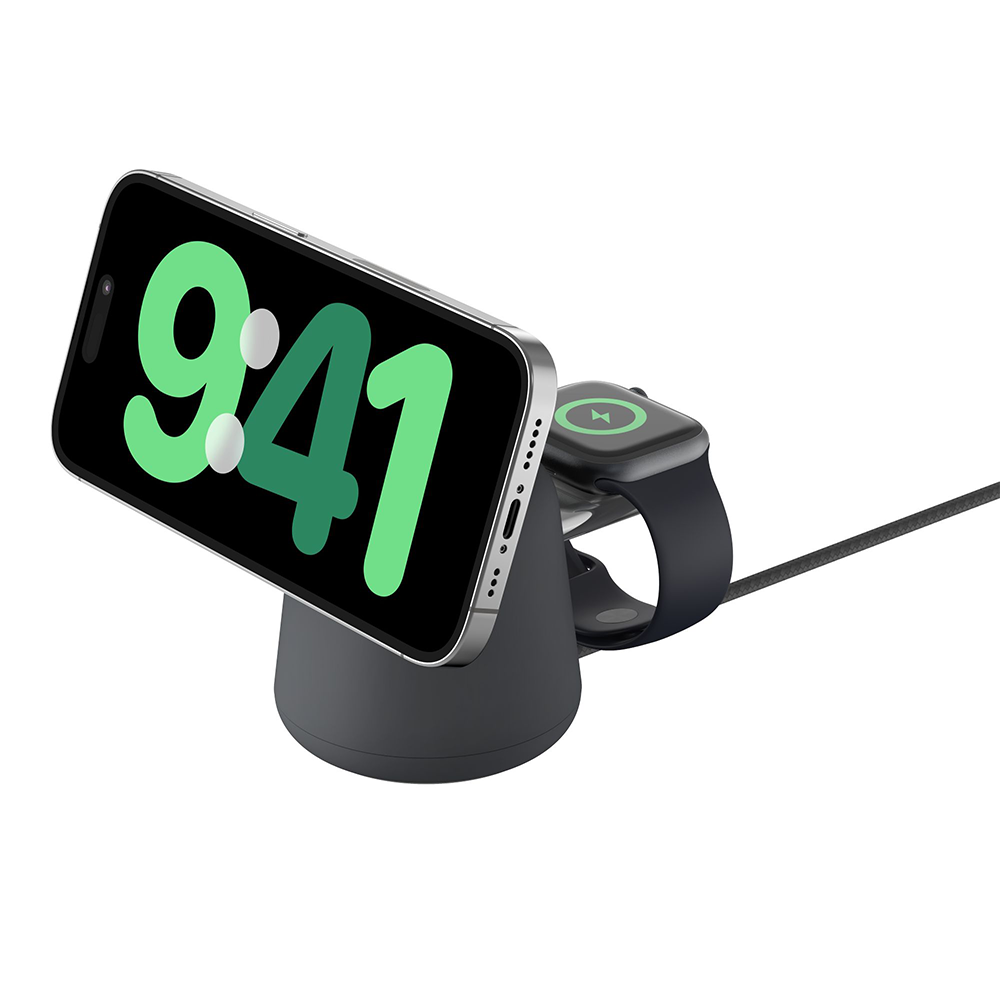 Belkin Boost Charge Pro 2 in1 Wireless Charging Dock with Magsafe 15W, Charcoal