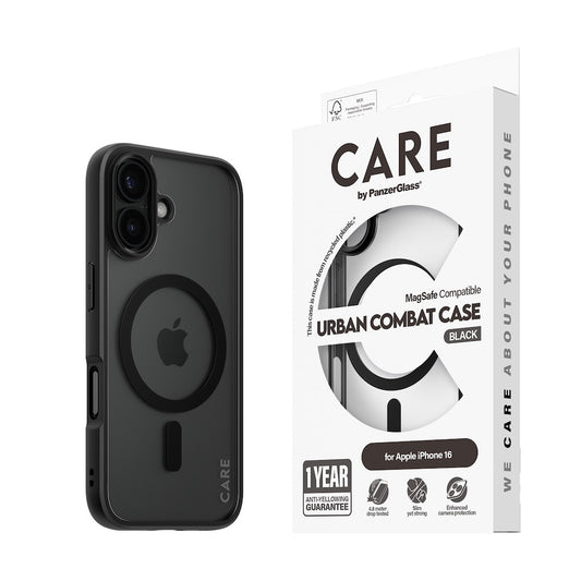 CARE by PanzerGlass Case Flagship Urban Combat Black MagSafe for iPhone 16