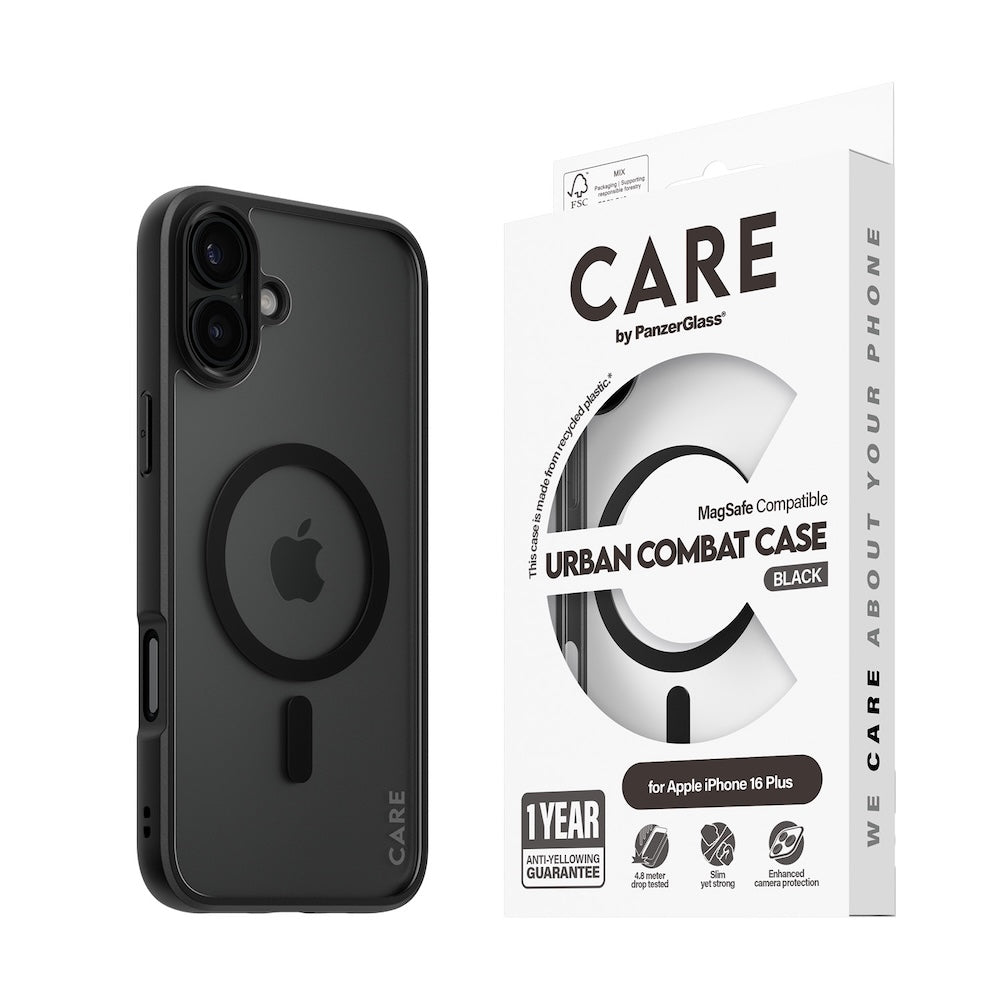 CARE by PanzerGlass Case Flagship Urban Combat Black MagSafe for iPhone 16 Plus