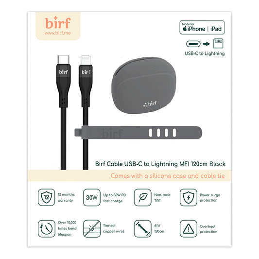 Birf Cable USB-C to Lightning MFI 120cm Black