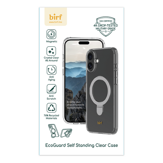 Birf iPhone 16 Magsafe EcoGuard Self Standing Clear Case