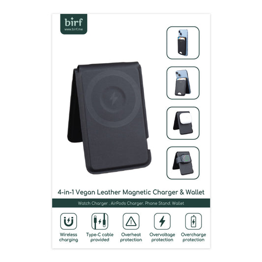 Birf 4-in-1 Vegan Leather Magnetic Charger & Wallet - Graphite