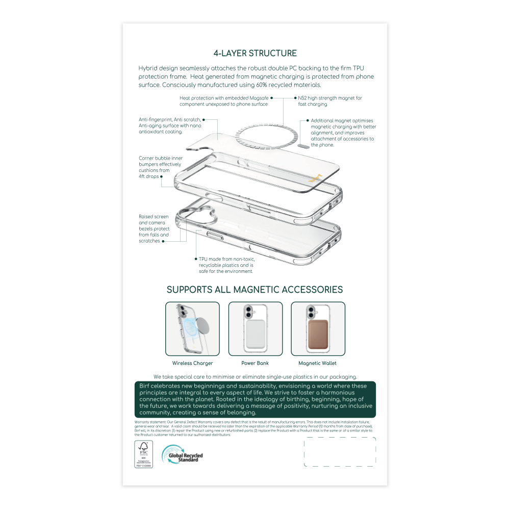 Birf iPhone 16 Magsafe Anti-Fingerprint Matte Case