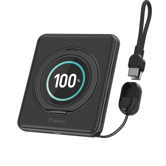 BMX SolidSafe Ultra 5000mAh Qi2 Solid State Power Bank - Black