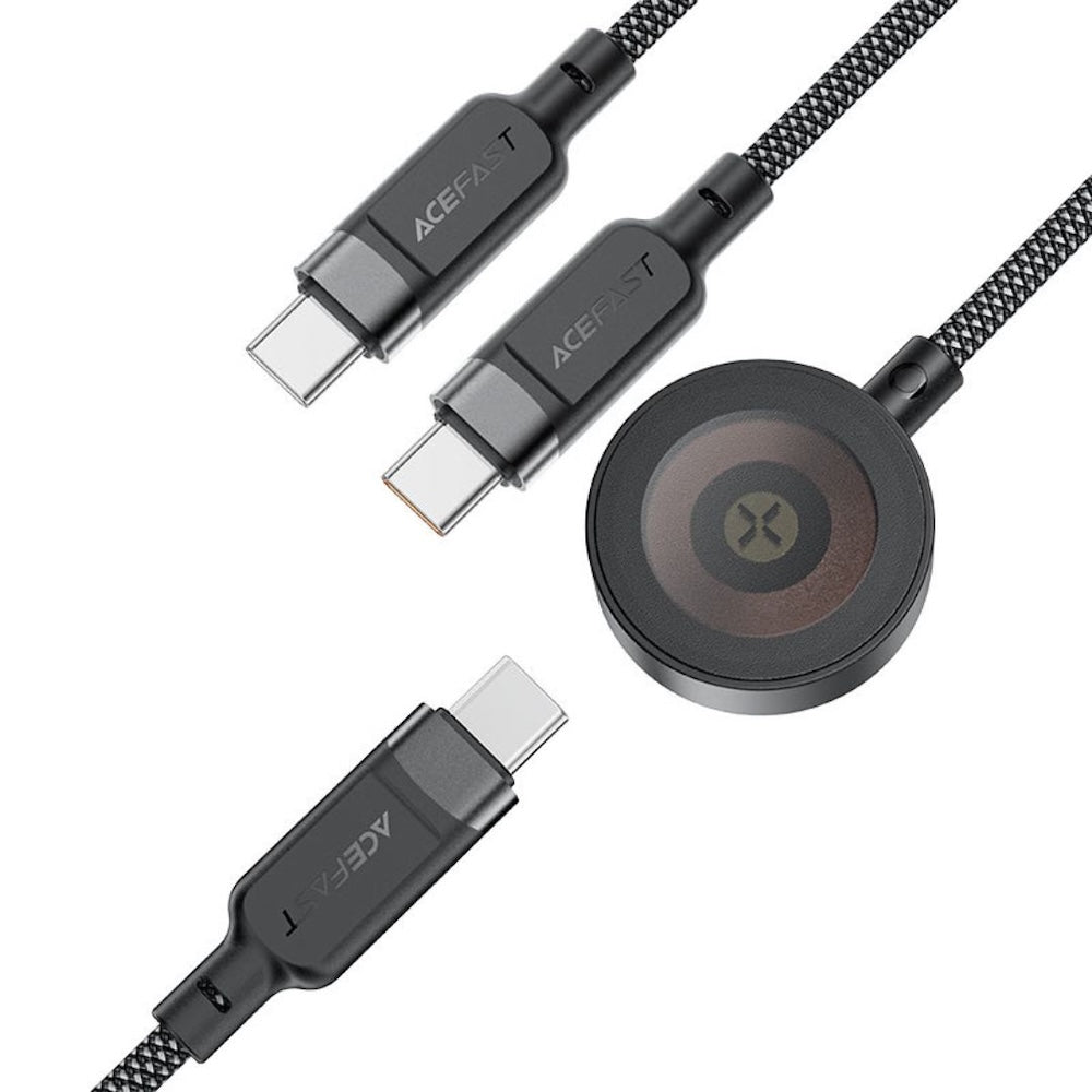 Acefast C6-11 USB-C 3-in-1 100W Intelligent Balance Charging Data Cable - Black