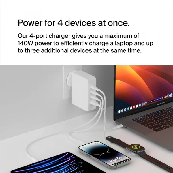 Belkin BoostCharge Pro 140W 4-Port GaN Wall Charger