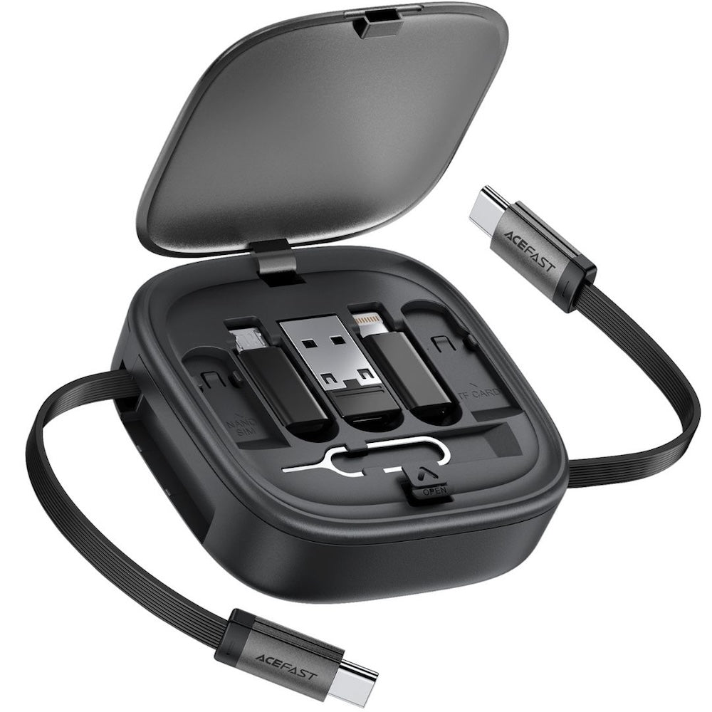 Acefast J3 Multifunctional Travel Set With Retractable Charging Data Cable - Black