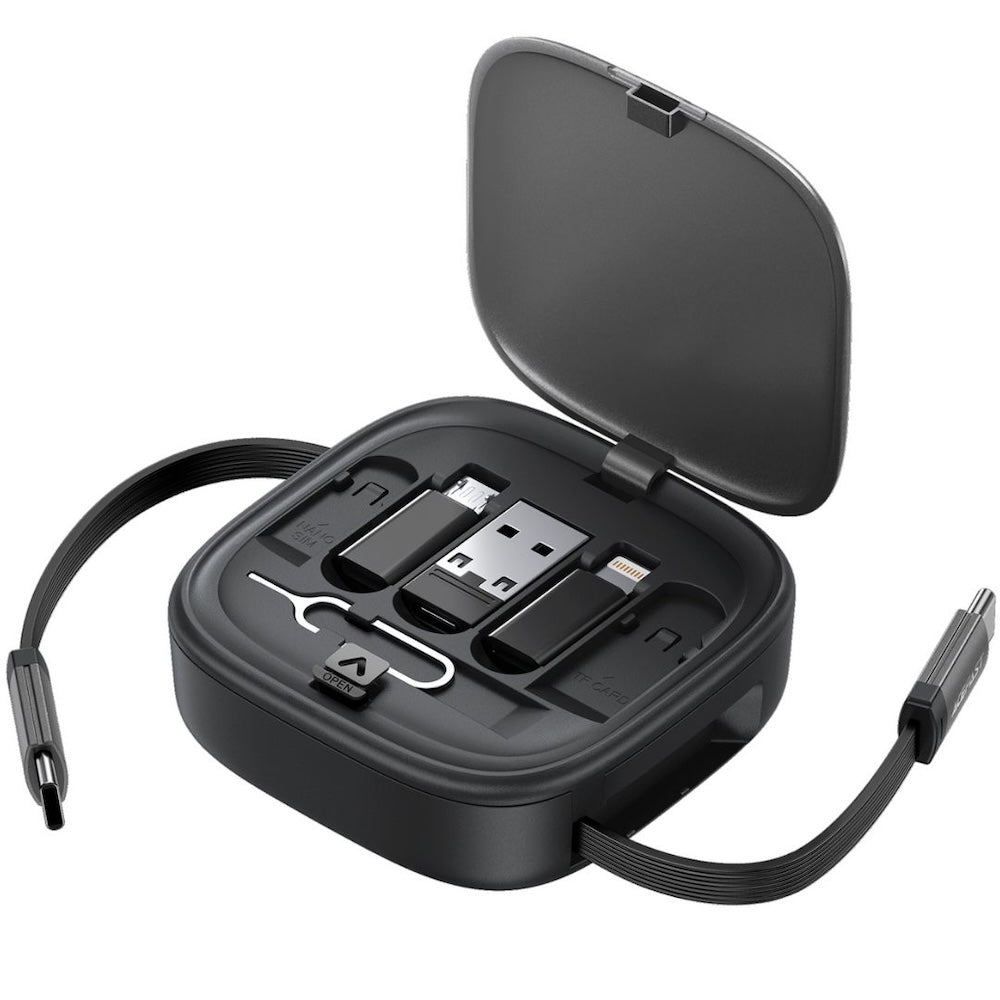 Acefast J3 Multifunctional Travel Set With Retractable Charging Data Cable - Black