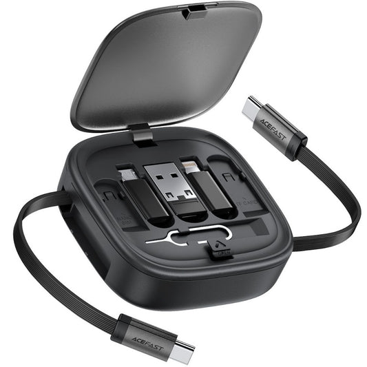 Acefast J3 Multifunctional Travel Set With Retractable Charging Data Cable - Black