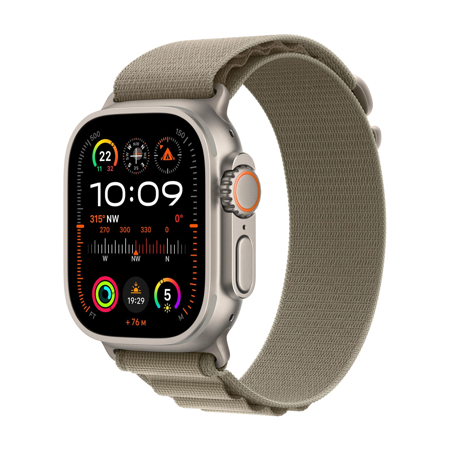Apple Watch Ultra 2 GPS + Cellular 49mm Titanium Case w/ Olive Alpine Loop - Medium