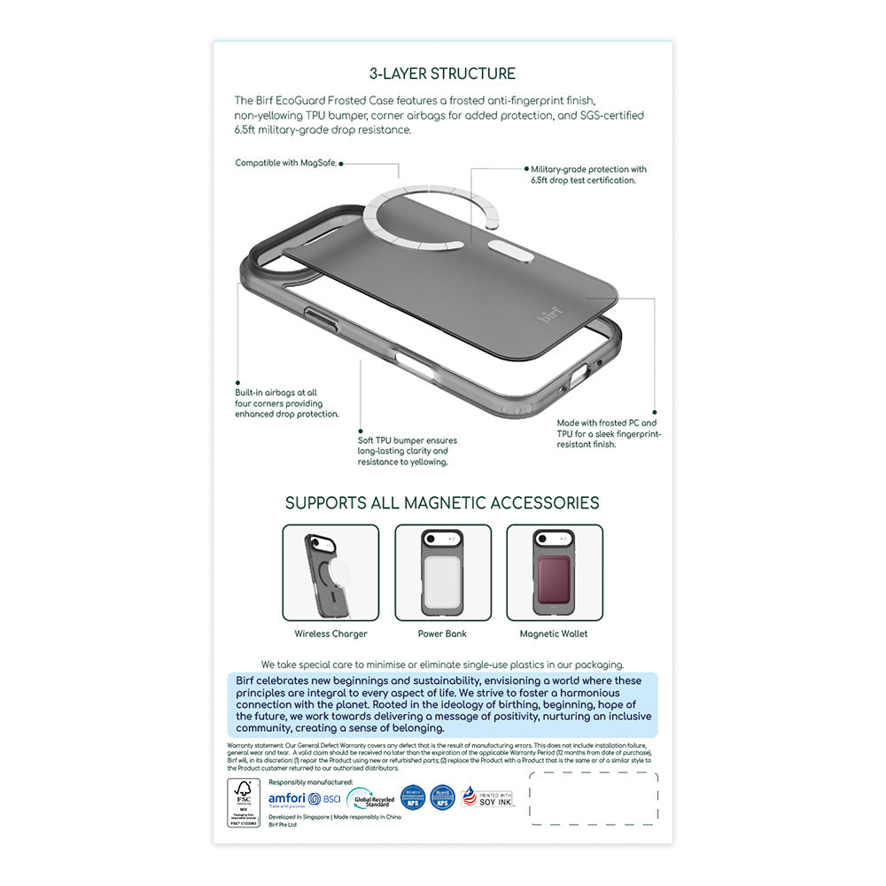 Birf Magsafe EcoGuard Frosted Case for iPhone Air Black