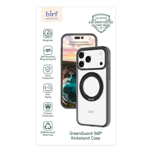 Birf Magsafe GreenGuard 360 Kickstand Case iPhone 17 Pro Max Black