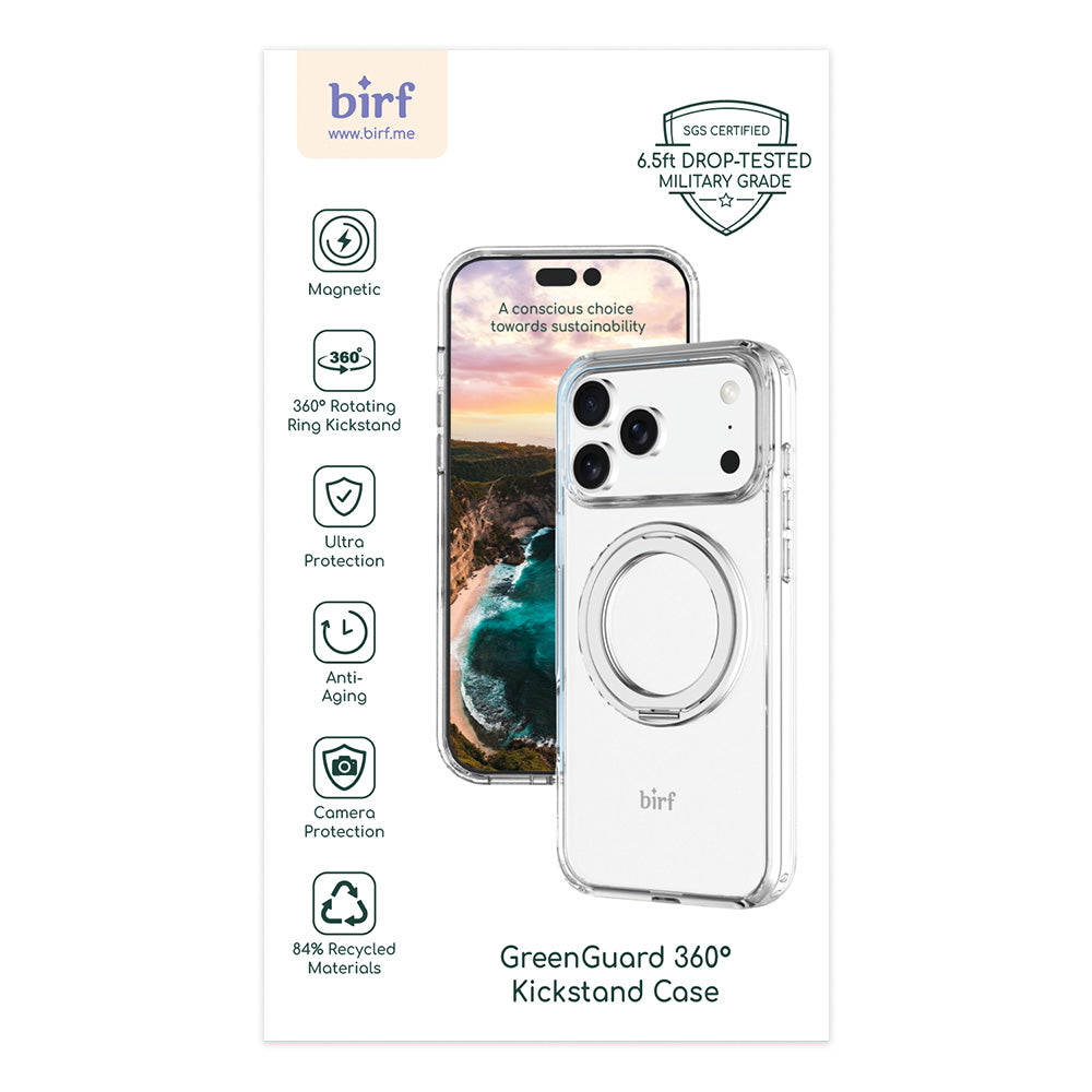 Birf Magsafe GreenGuard 360 Kickstand Case iPhone 17 Pro Clear