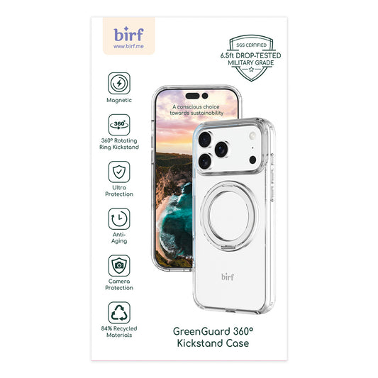 Birf Magsafe GreenGuard 360 Kickstand Case iPhone 17 Pro Clear