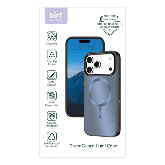 Birf Magsafe GreenGuard Lumi Case iPhone 17 Pro Max Blue Gold