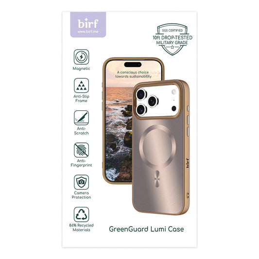 Birf Magsafe GreenGuard Lumi Case iPhone 17 Pro Max Rose Gold