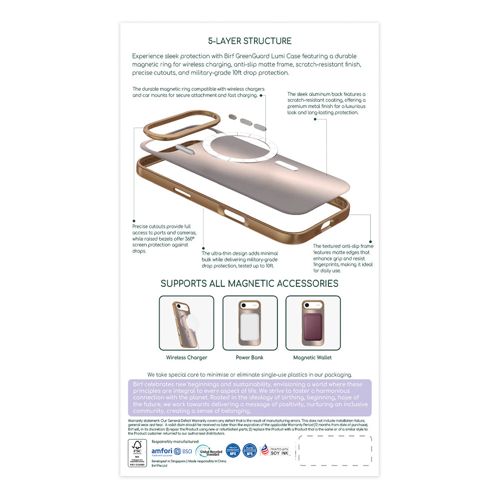 Birf Magsafe GreenGuard Lumi Case iPhone Air Rose Gold
