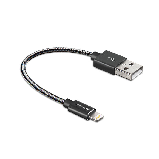 Innergie 15cm Braided USB to Lightning Charging and Sync Cable (Black)