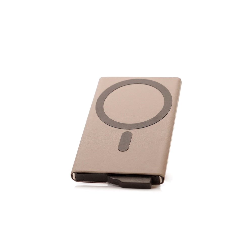 Monocozzi LUCID Refined | Biodegradable Leather Magnetic Card Protector for iPhone - Elephant Grey