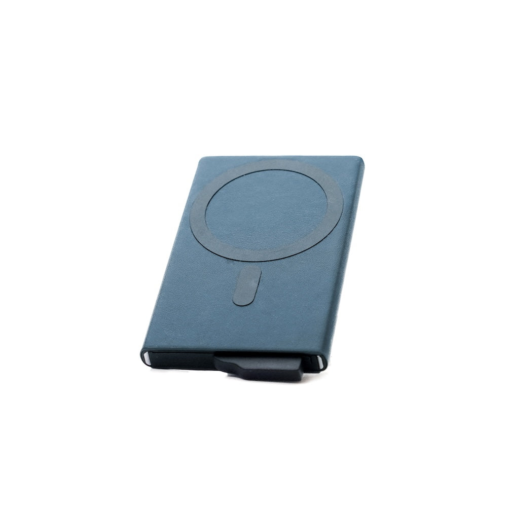 Monocozzi LUCID Refined | Biodegradable Leather Magnetic Card Protector for iPhone - Midnight Blue