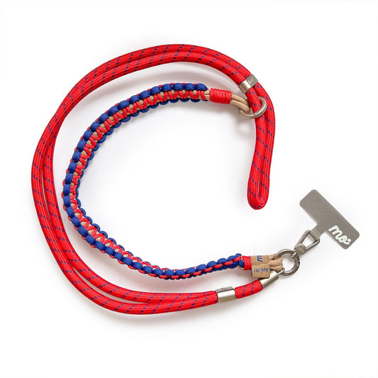 Monocozzi PRISMATICA Braided Wide Adjustable Neck Strap Vermillion/Navy