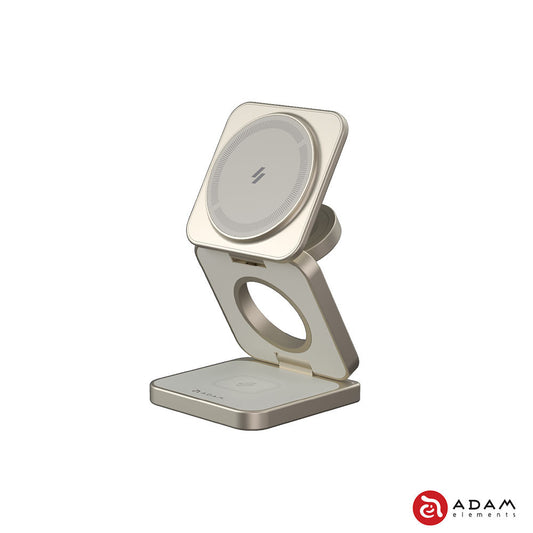 Adam Elements Mag 3 Pro Qi2 3-in-1 Foldable Travel Charging Station Titanium