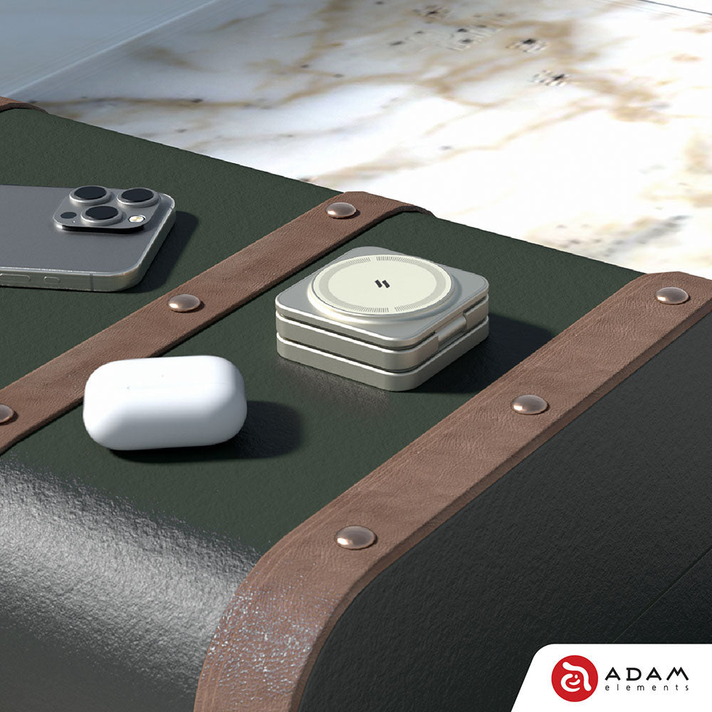 Adam Elements Mag 3 Pro Qi2 3-in-1 Foldable Travel Charging Station Grey