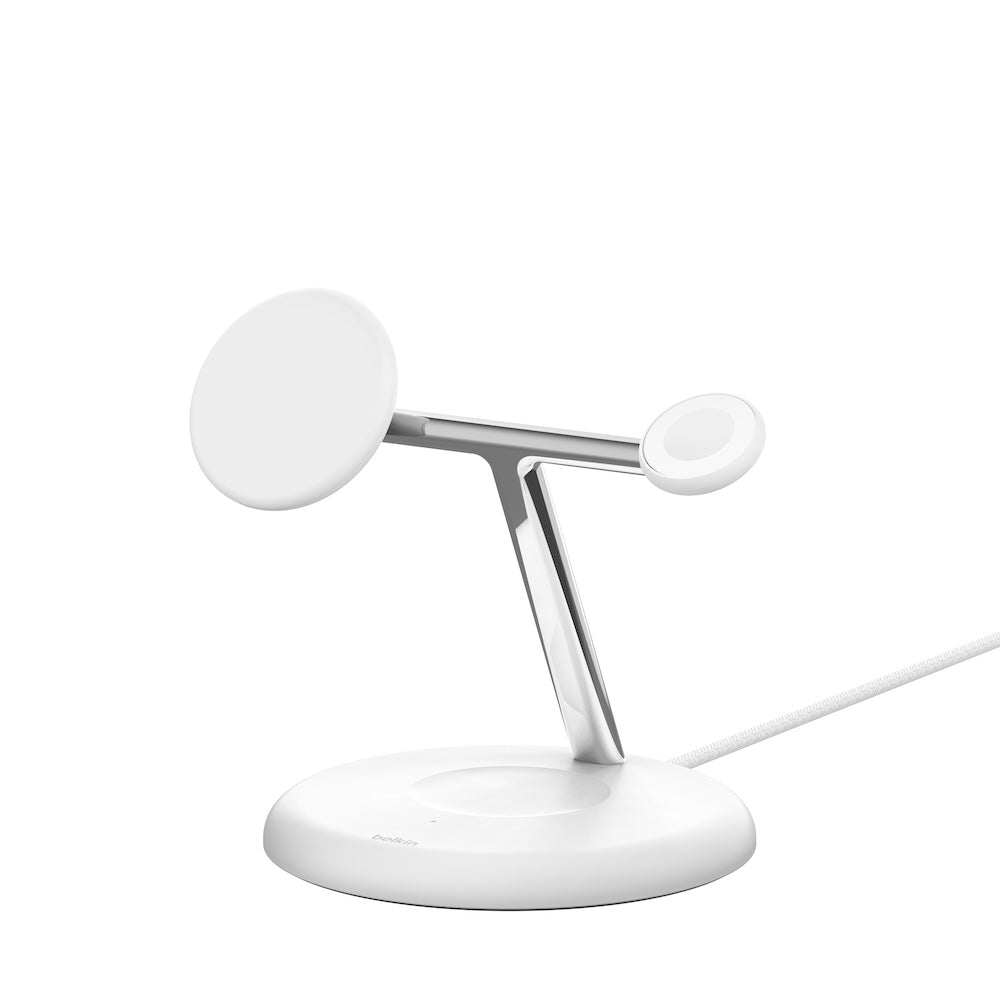 Belkin Qi2 3-in-1 Wireless Charging Stand (White)