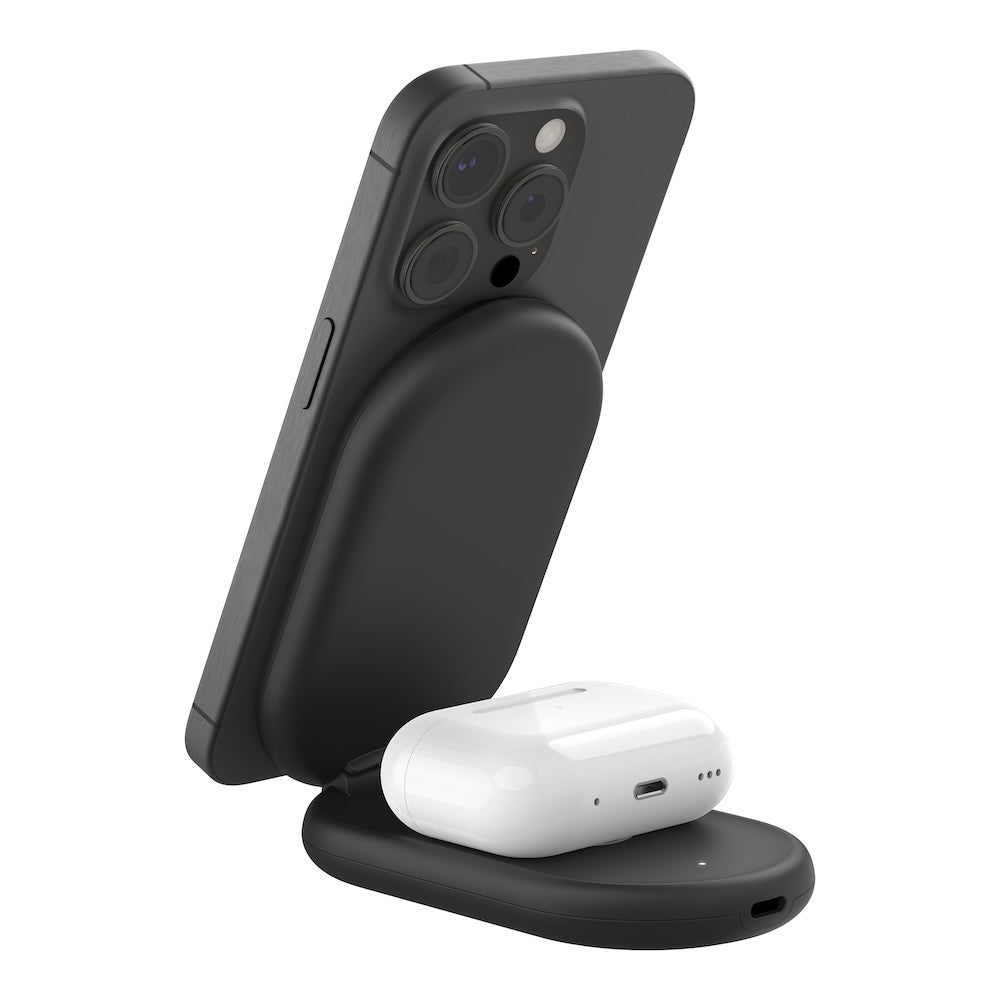 Belkin Qi2 2-in-1 Magnetic Wireless Charging Stand (Black)