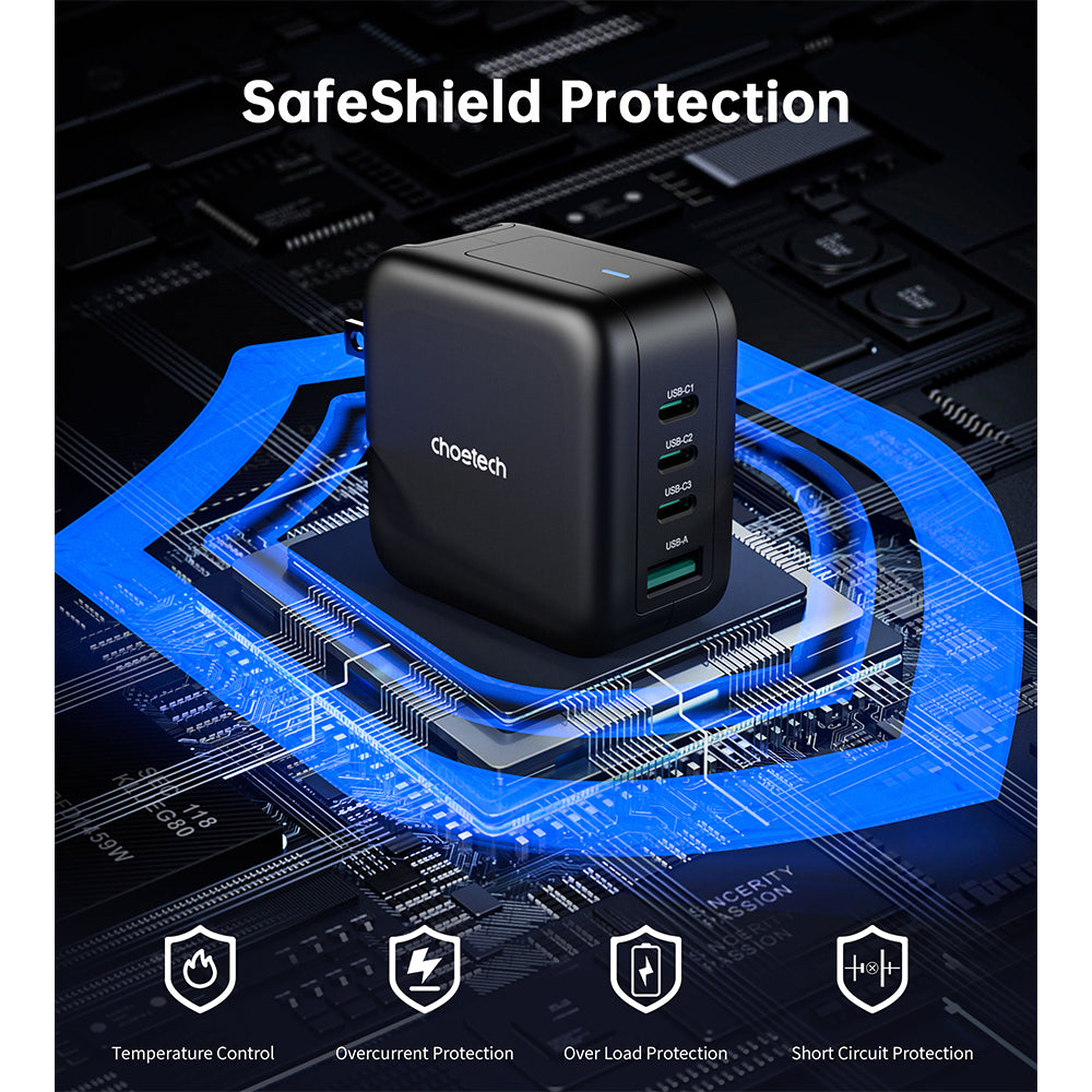Choetech PD 70W GaN 3 USB-C+1 USB-A Multiple Plugs Charger