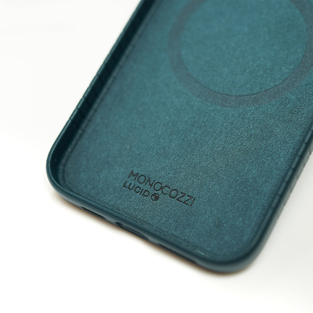 Monocozzi LUCID Refined | Magsafe Compatible SnapOn Biodegradable Leather Protective Case for iPhone 15 Pro - Midnight Blue