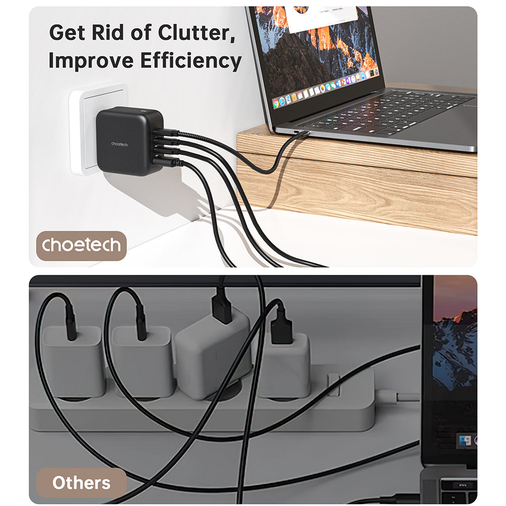 Choetech PD 70W GaN 3 USB-C+1 USB-A Multiple Plugs Charger