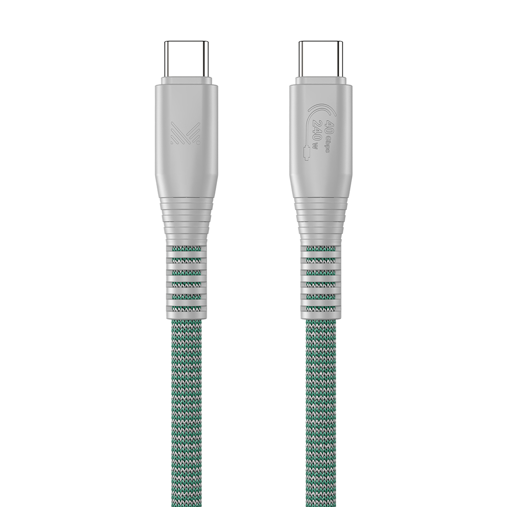 Monocozzi ESSENTIALS | USB-C To C 240W Thunderbolt 4 Braided Sync & Charge Cable 1.2M - Olive