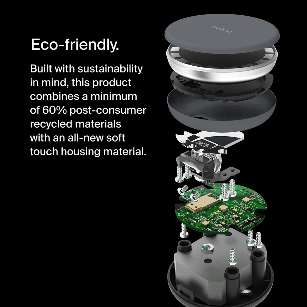 Belkin Boost Charge Pro 2 in1 Wireless Charging Dock with Magsafe 15W, Charcoal