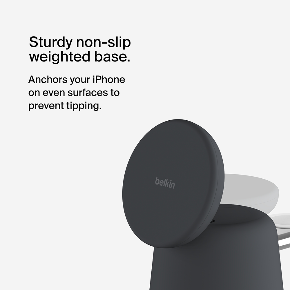Belkin Boost Charge Pro 2 in1 Wireless Charging Dock with Magsafe 15W, Charcoal