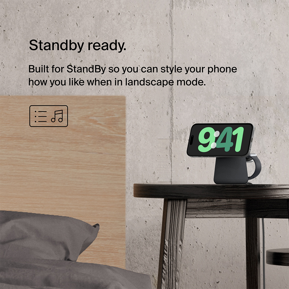 Belkin Boost Charge Pro 2 in1 Wireless Charging Dock with Magsafe 15W, Charcoal