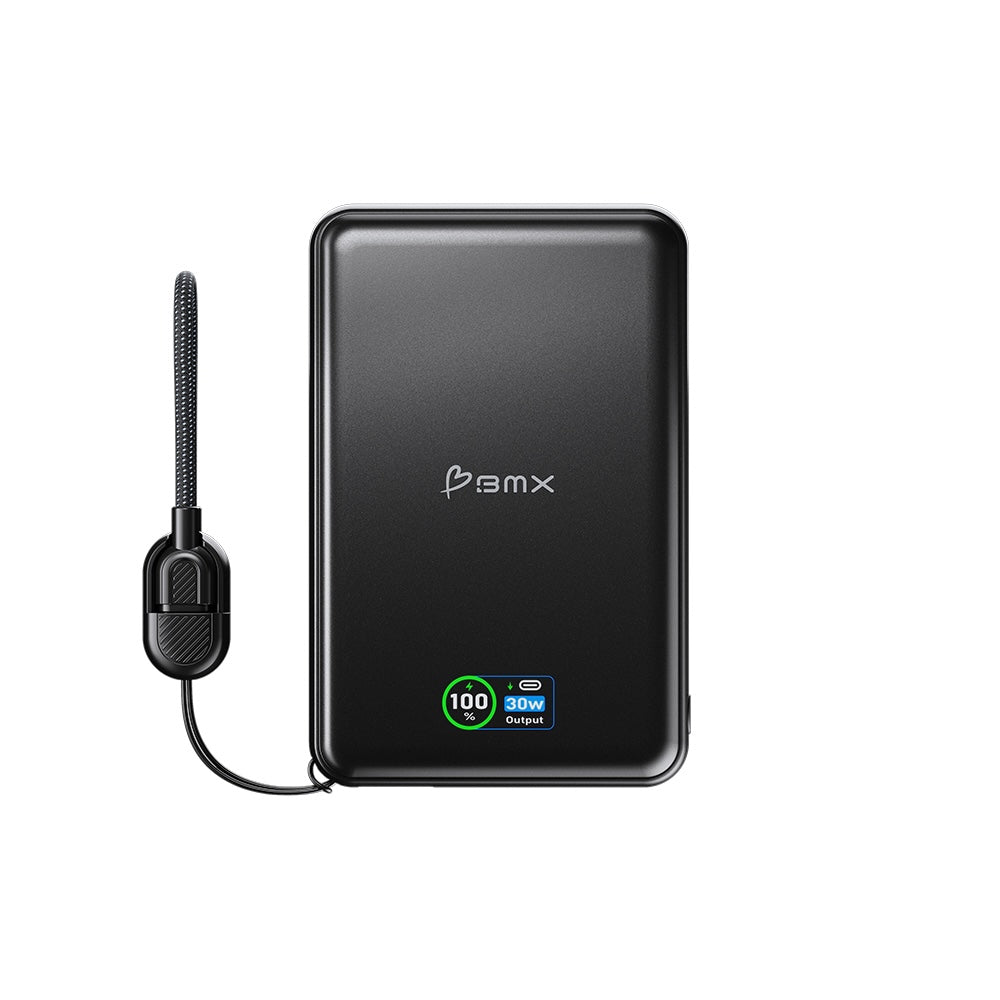 BMX SolidSafe 10000mAh 30W Solid State Wired Power Bank - Black