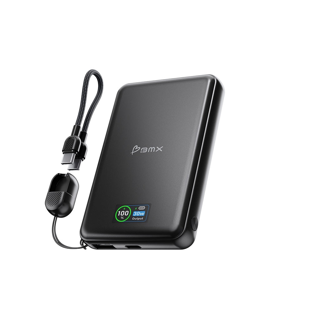 BMX SolidSafe 10000mAh 30W Solid State Wired Power Bank - Black