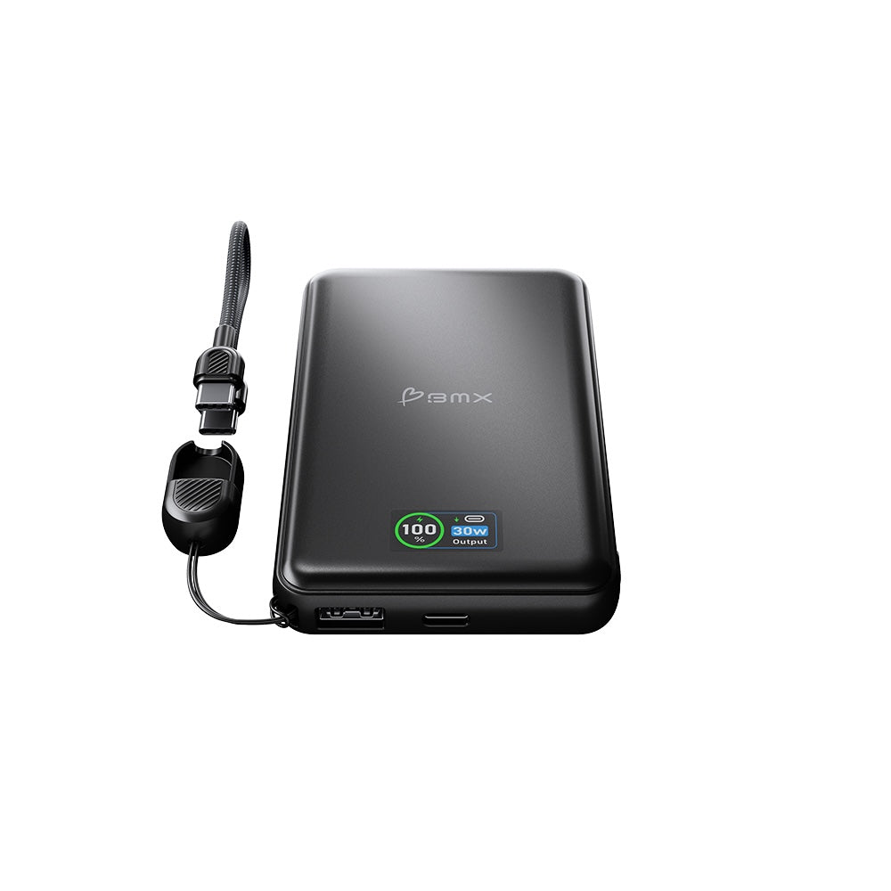 BMX SolidSafe 10000mAh 30W Solid State Wired Power Bank - Black