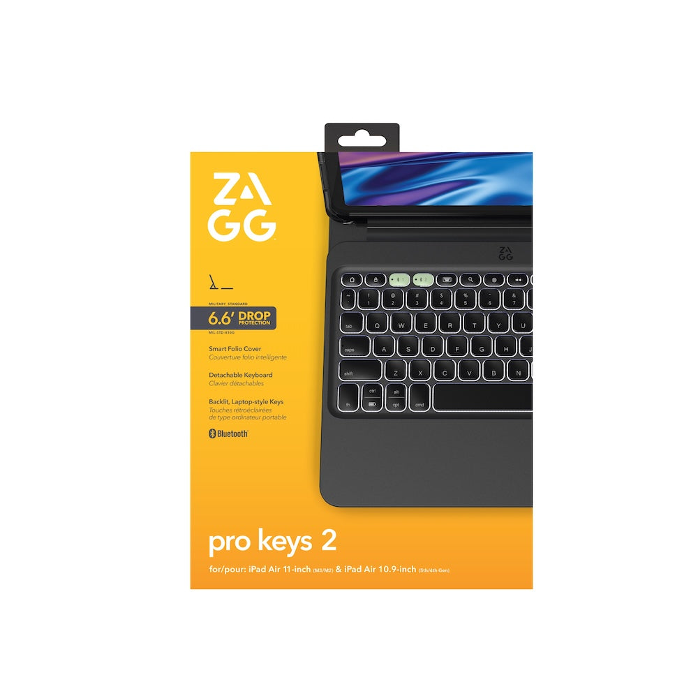 ZAGG Pro Keys 2 Keyboard Case for 11-inch iPad Air (M2/M3/M4) - Black
